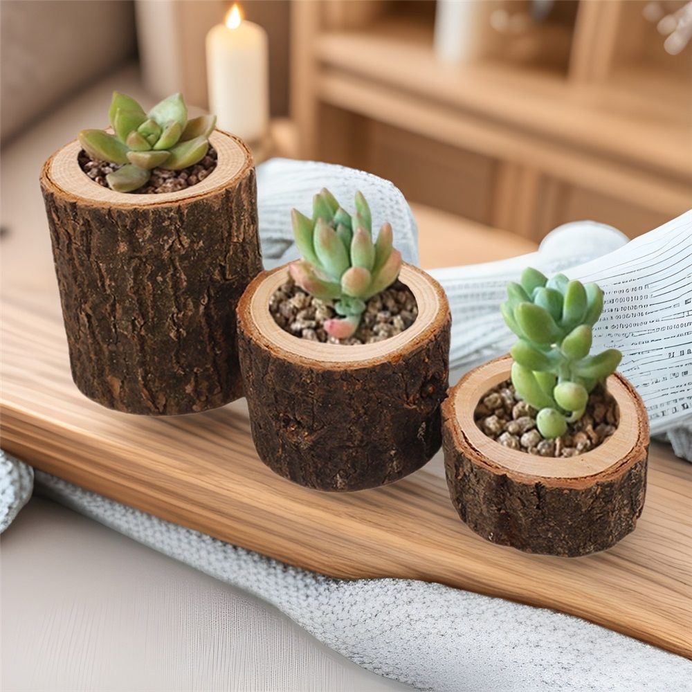 3 Pcs Wooden Vase for Centerpieces Wedding Flower Table Centerpieces Woodland view 5