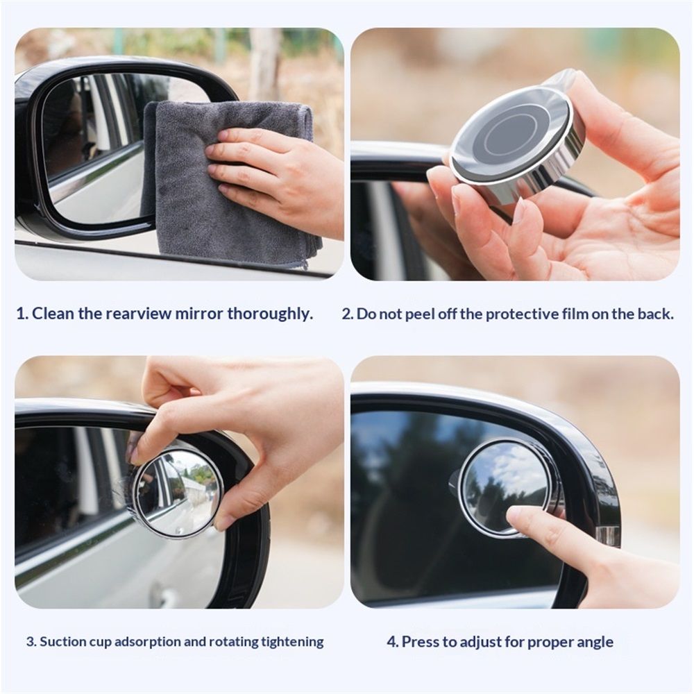 2 pairs Adjustable large Round Stick-on Convex Spot Mirror view 4
