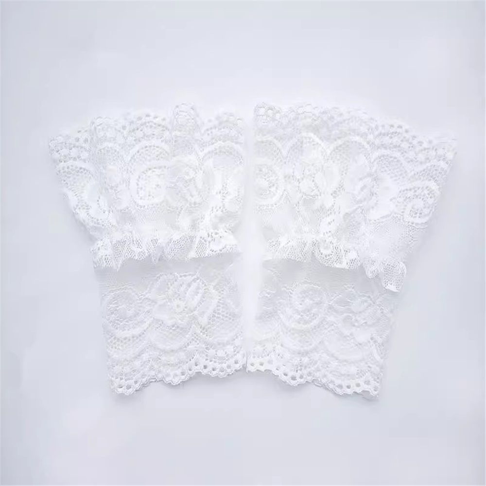 2 pairs Women's Short Lace Gloves Fingerless for Driving Wedding Wrist Length