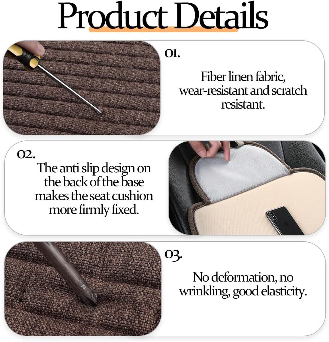 Car Back Seat Cover, Non-Slip Vehicle Rear Seat Bottom Cushion Pad with view 3
