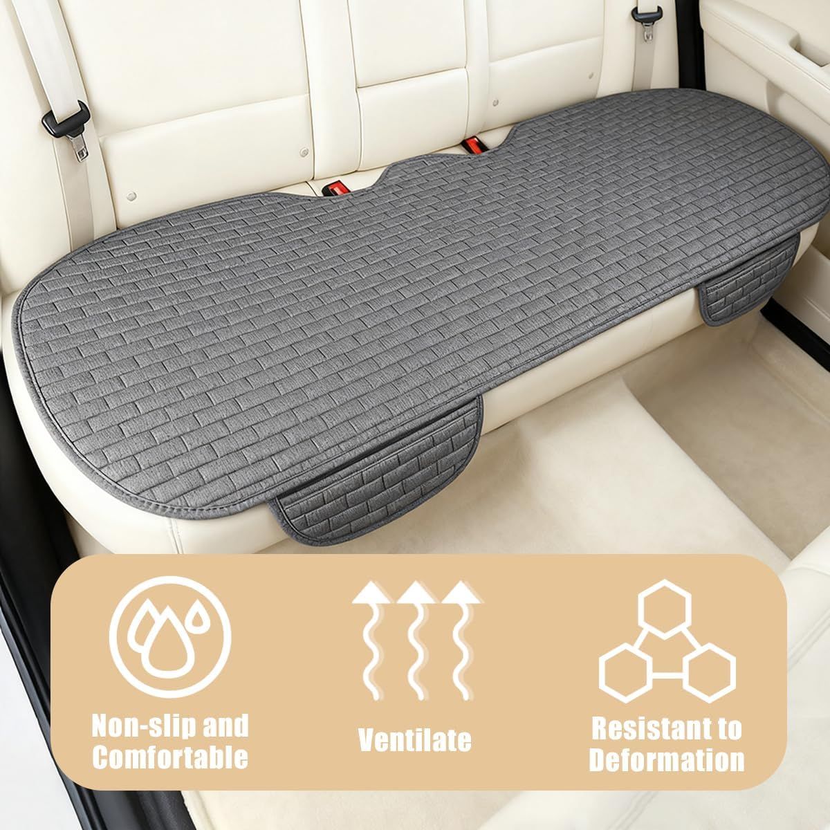 Car Back Seat Cover, Non-Slip Vehicle Rear Seat Bottom Cushion Pad with view 4