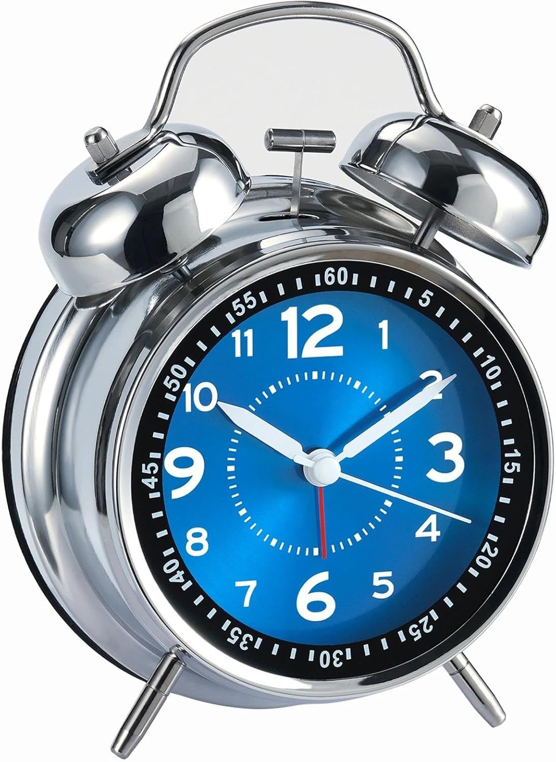 4 inches Twin Bell Loud Alarm Clock for Heavy Sleepers (Chrome Finish) — image 1