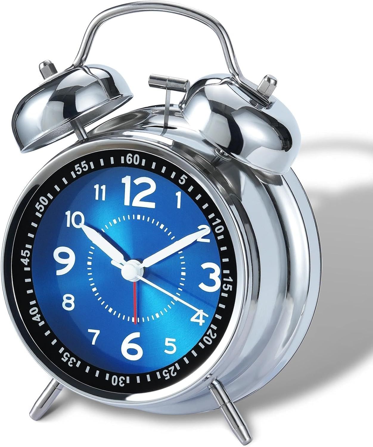 4 inches Twin Bell Loud Alarm Clock for Heavy Sleepers (Chrome Finish) view 5