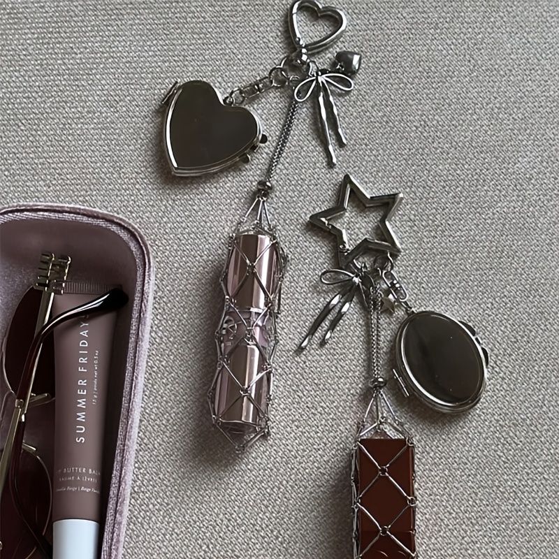 Unique Lipstick Holder, New High-end Silver Lipstick Mesh Bag Charm view 5