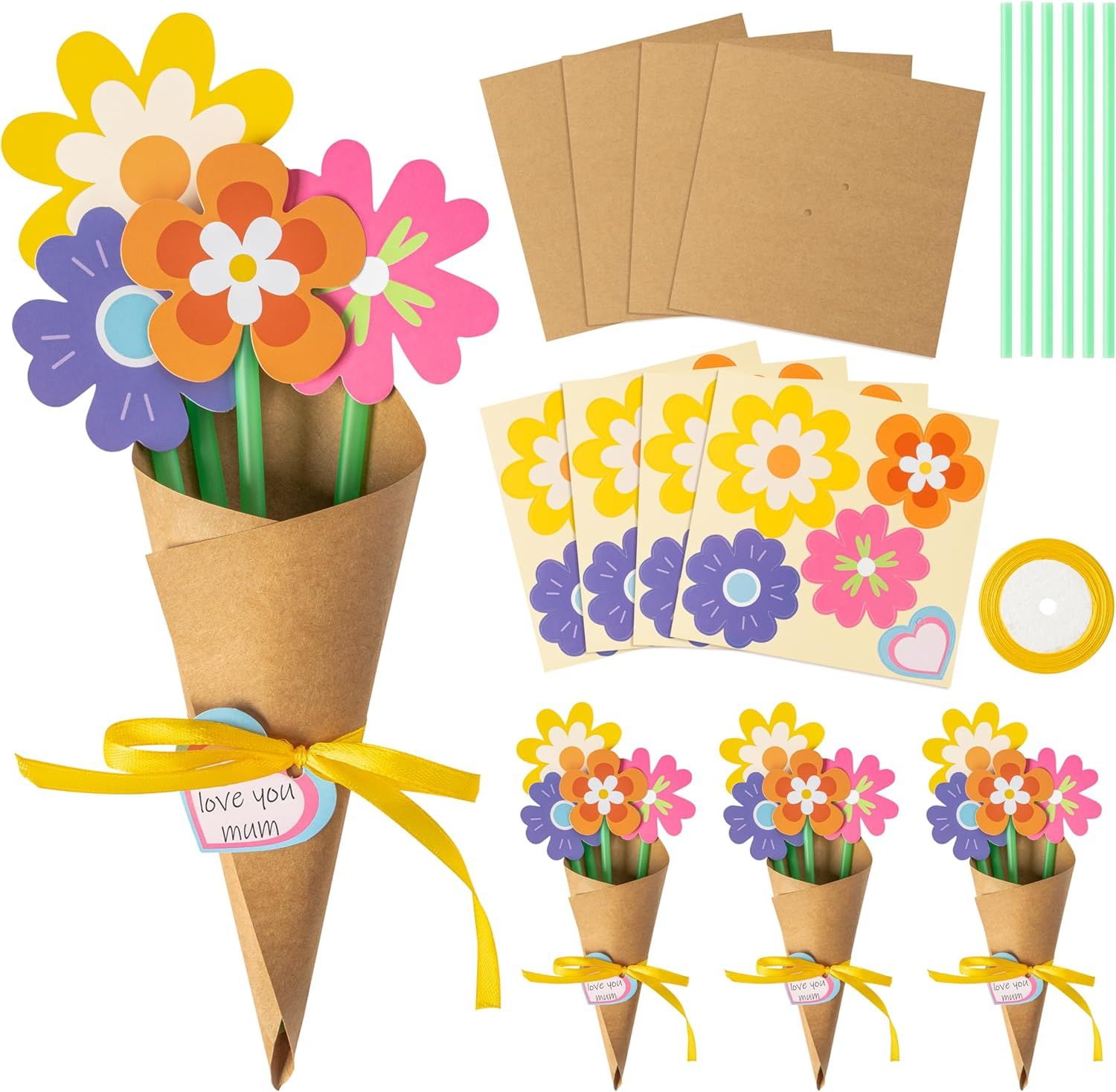 Flower Bouquet Craft Kit - 24Pcs Mother's Day Flower Bouquet Craft for Kids — image 1