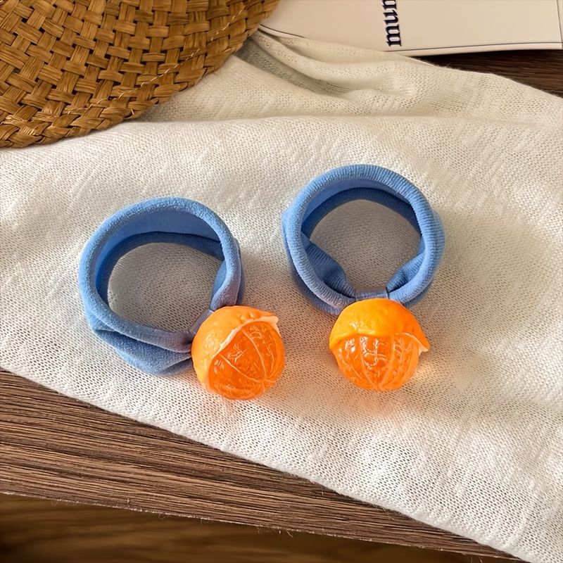4pcs Fun Realistic Orange Fruit-Shaped Hair Ties view 4