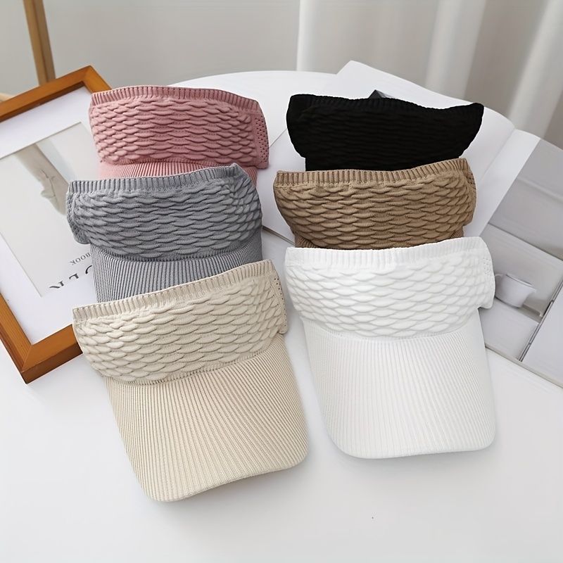 4pcs Women's Summer Sunshade Hat Set - Solid Color Polyester Fiber view 2