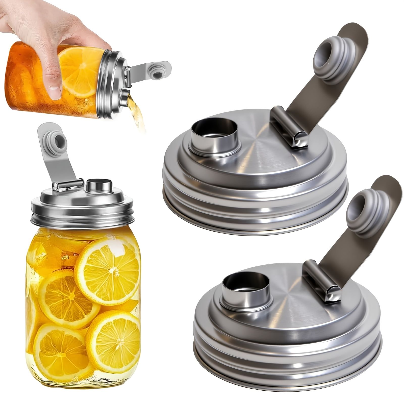 Wide Mouth Mason Jar Stainless Steel Pour Spout Lid — image 1