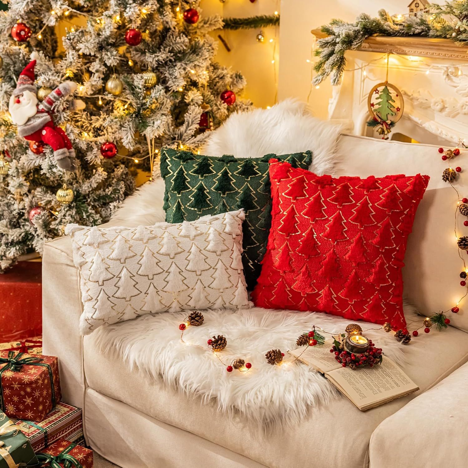Christmas Tree Green Throw Pillow Covers 18x18 view 2
