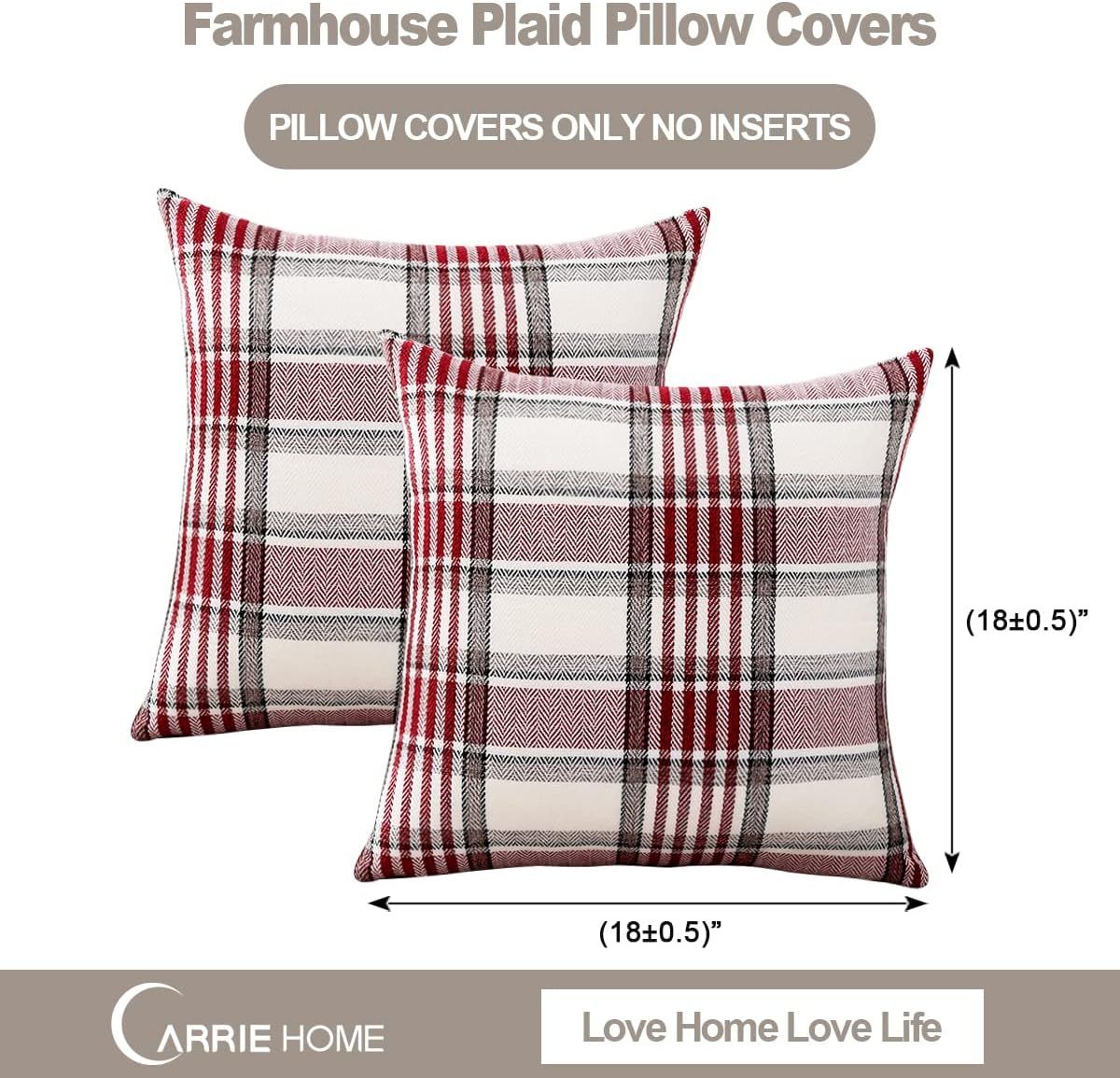 Red Christmas Tartan Plaid Pillow Covers 18x18 Set of 2 Farmhouse Buffalo view 4
