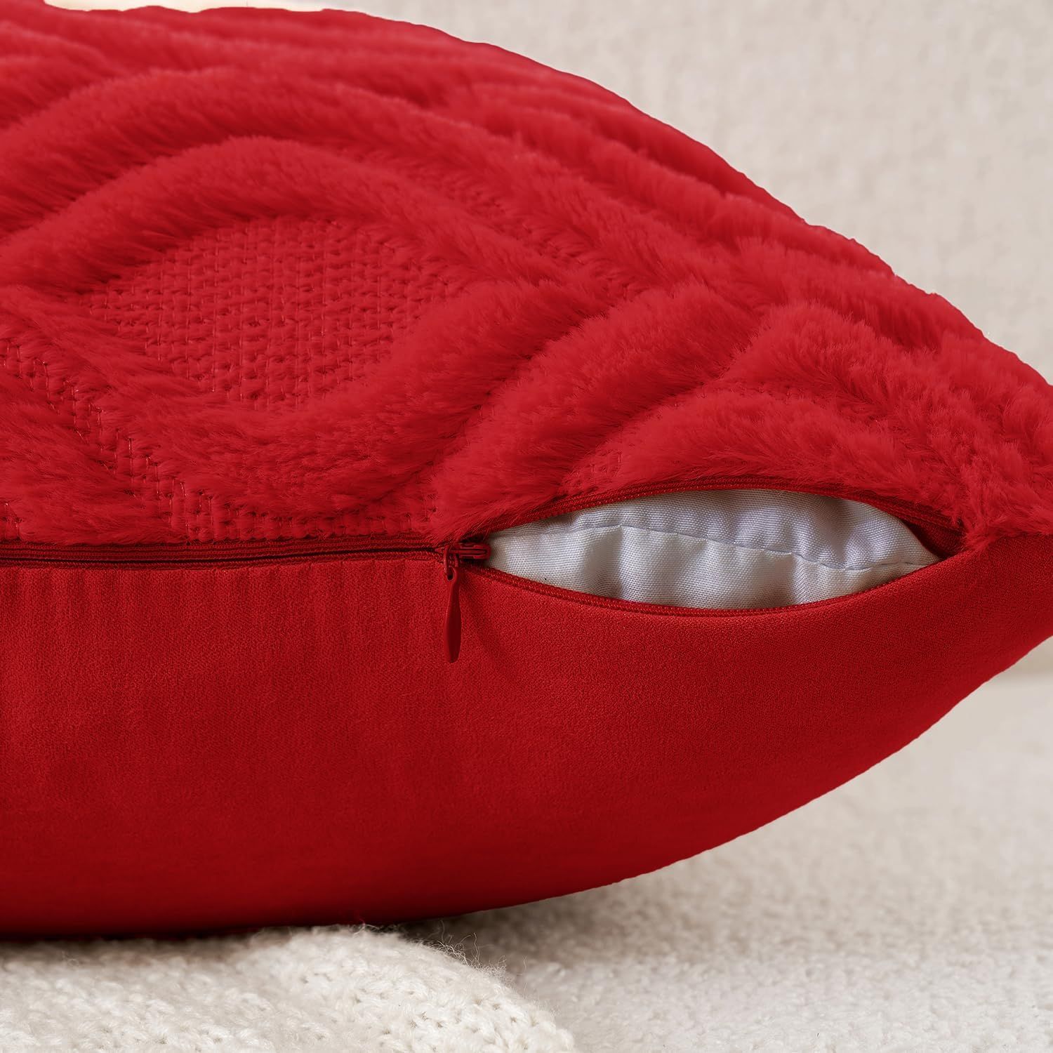 Christmas Red Throw Pillow Covers 18x18 Inch view 3