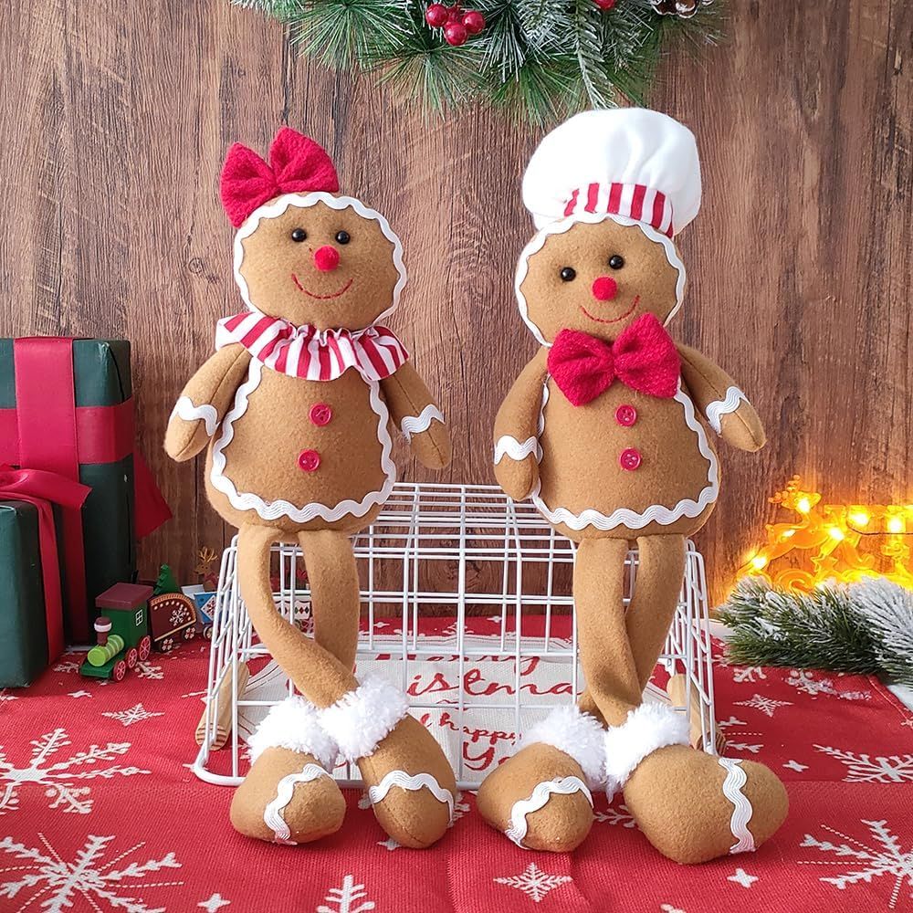 15Inch Large Size Christmas Plush Gingerbread Man Boy Girl Figures with Chef — image 1