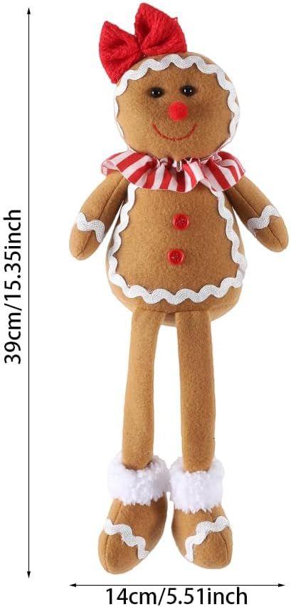 15Inch Large Size Christmas Plush Gingerbread Man Boy Girl Figures with Chef view 2