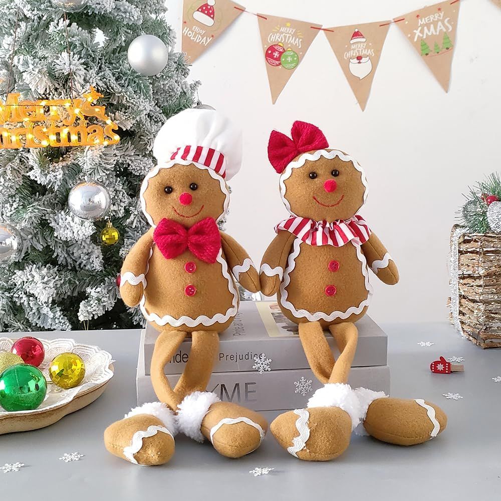 15Inch Large Size Christmas Plush Gingerbread Man Boy Girl Figures with Chef view 4