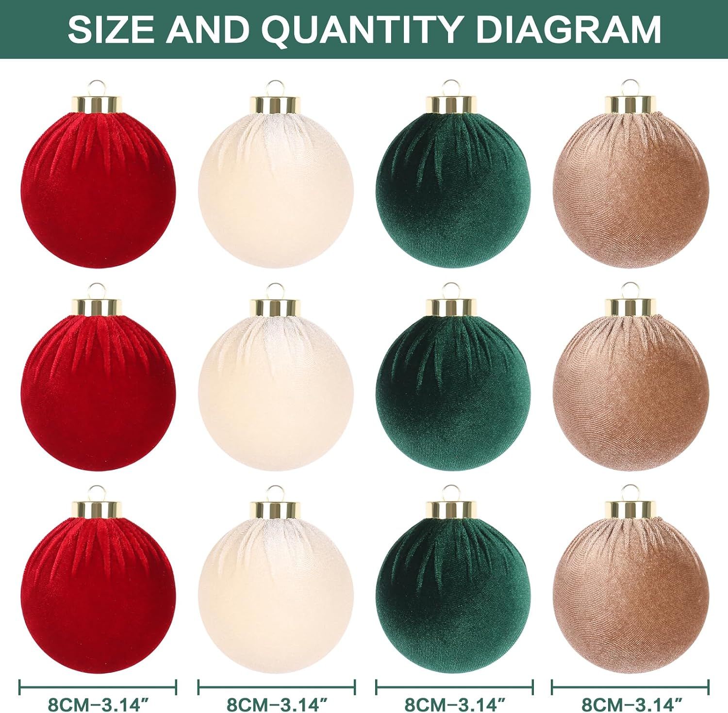 3.14" Velvet Christmas Balls view 2