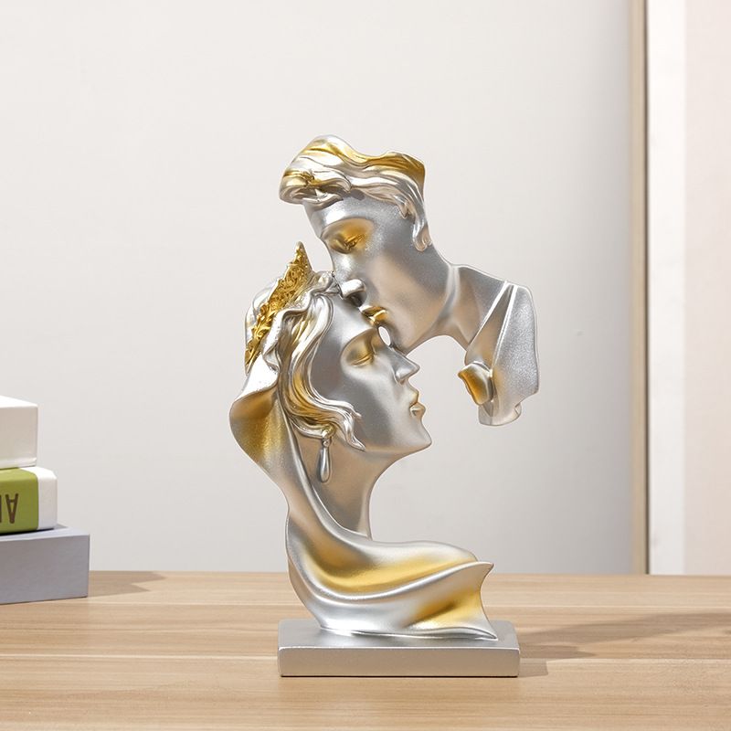Couples Kiss Sculpture,Abstract Art Couple Sculpture Home Furnishing Resin view 3