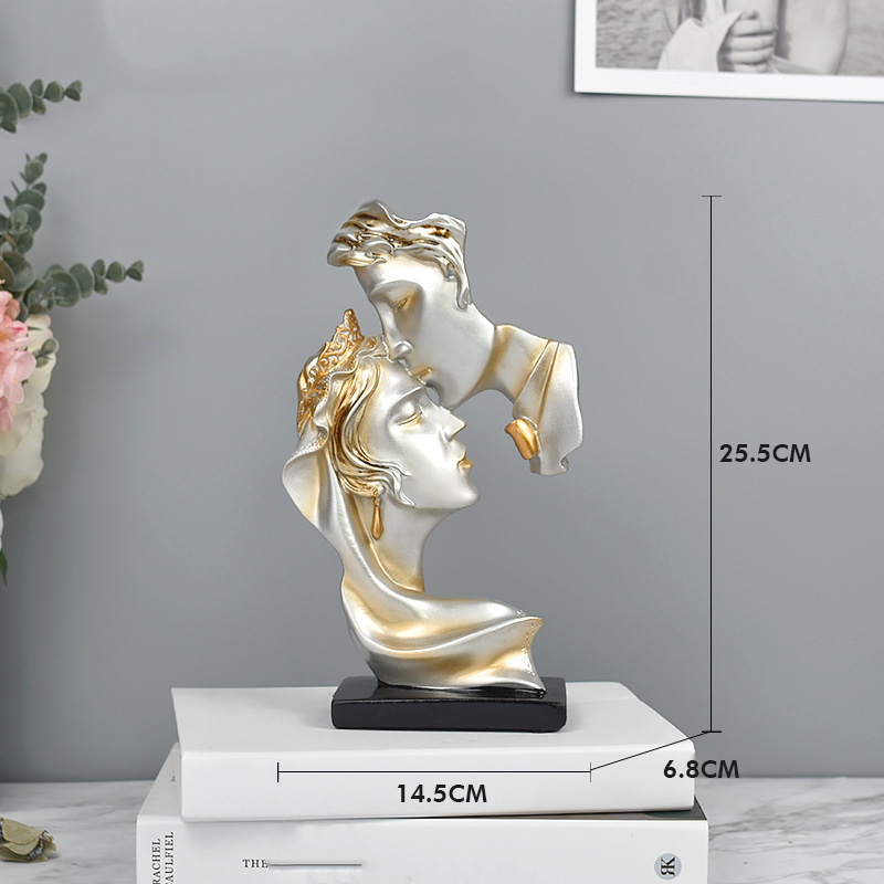 Couples Kiss Sculpture,Abstract Art Couple Sculpture Home Furnishing Resin view 4