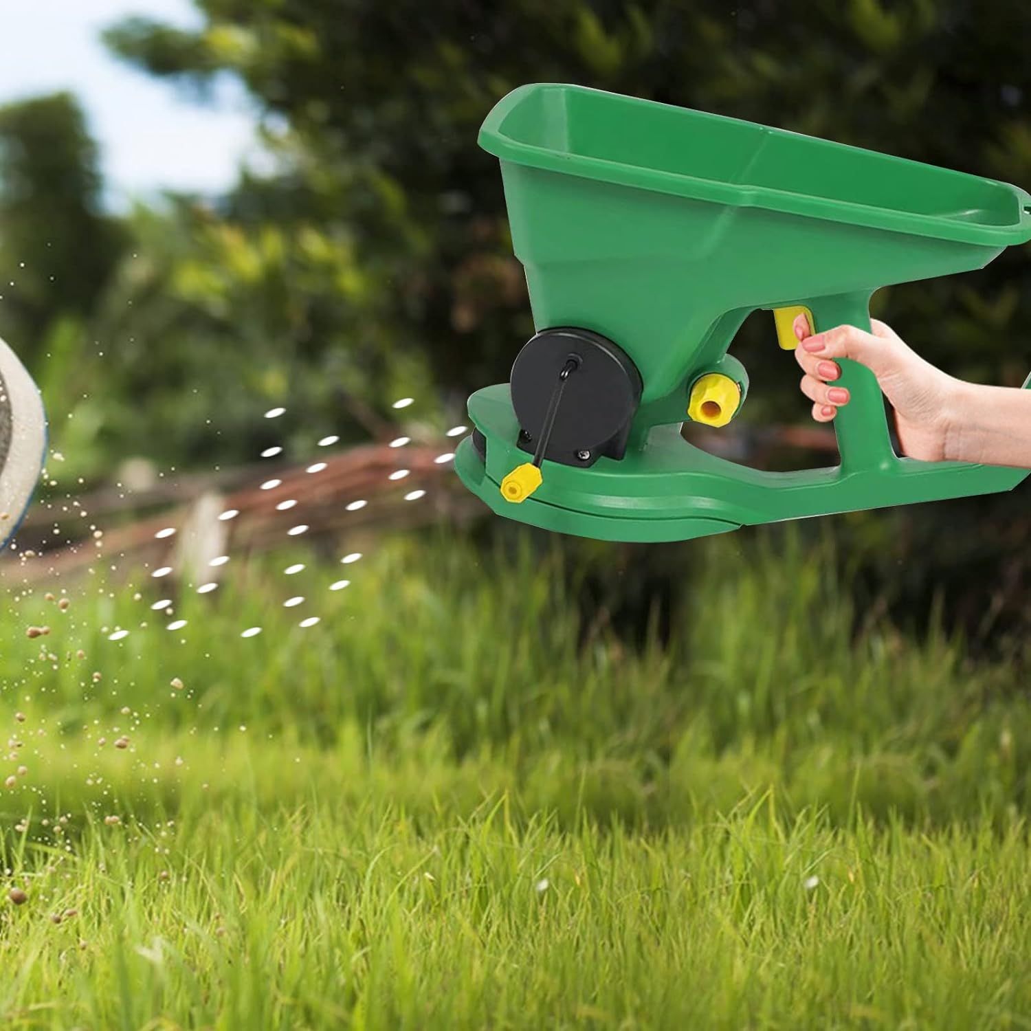 Hand Spreader Shaker, Handheld Spreader for Grass Seed, Fertilizer & Earth view 4
