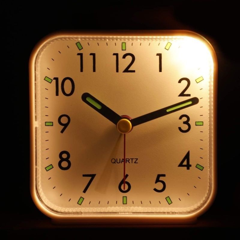 Small Battery Operated Analog Alarm Clock Silent Non Ticking view 2