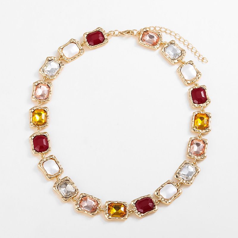 Pearl Statement Collar Necklace with Faceted Rhinestone view 2