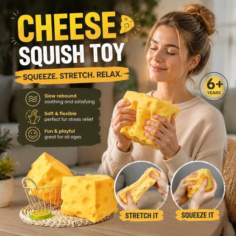 Calming Giant Square Cheese Squishy, 11cm × 11cm — image 1