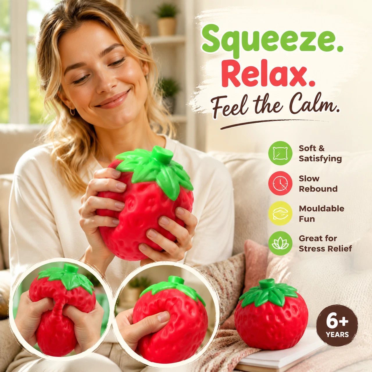 Fresh Oversized Strawberry Squishy, 14cm × 12cm — image 1