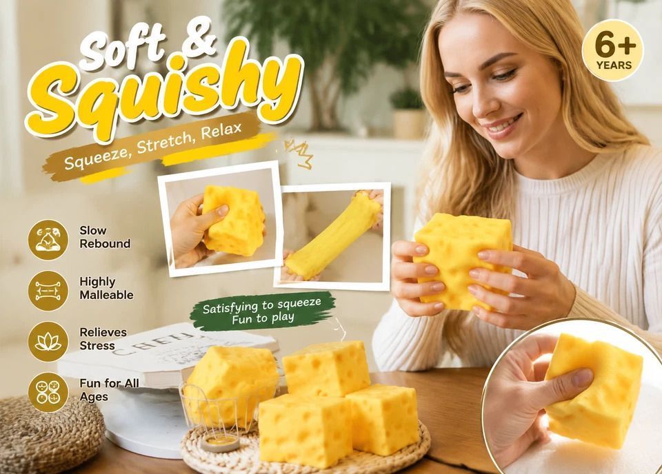 Dreamy Large Square Cheese Squishy 2 Pack, 10cm × 10cm view 2