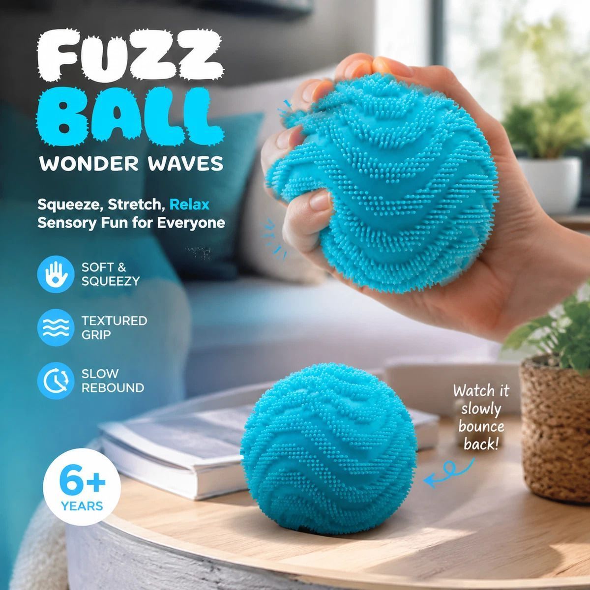 Calming Spiky Ball Squishy, Blue — image 1