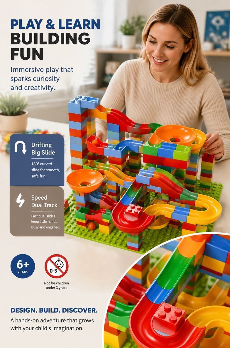 Fun Marble Run Building Blocks DIY Puzzle Toy view 4