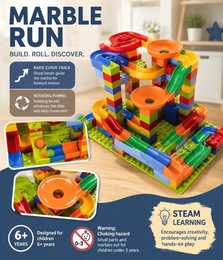 Gift Ready Marble Run Building Blocks DIY Puzzle Toy view 5