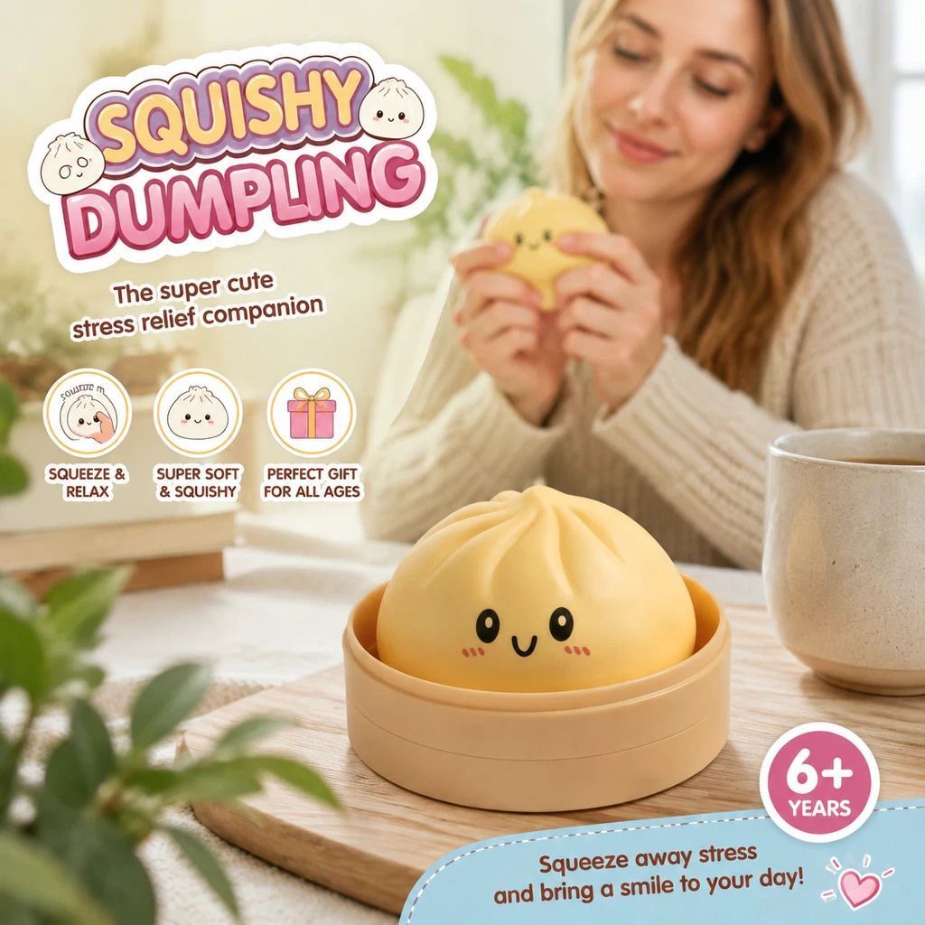 Stress Relief Giant Bun Squishy, Holiday Present, Plain Yellow — image 1