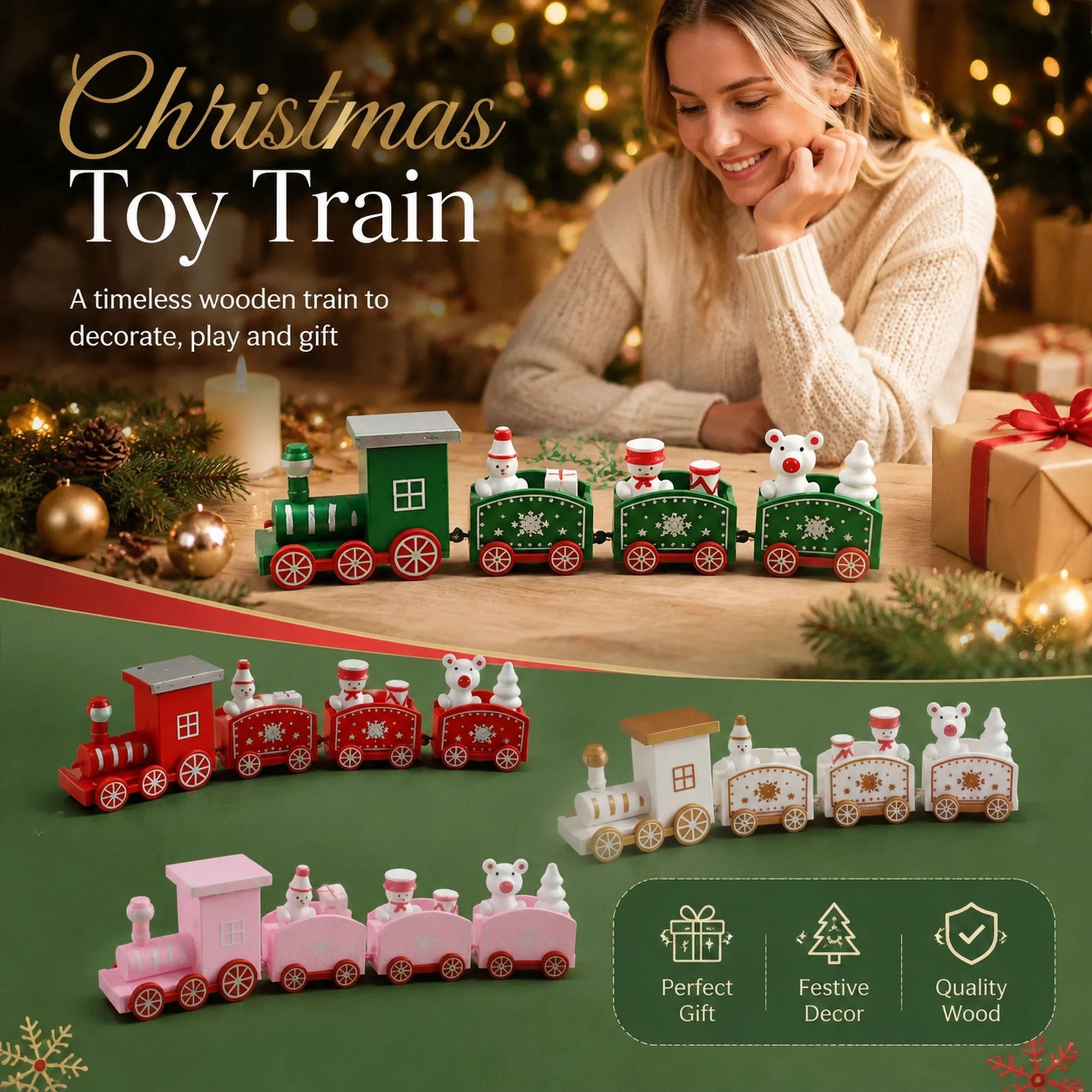 Red Box Christmas Train Ornament 2 Pack, Holiday Gift view 3