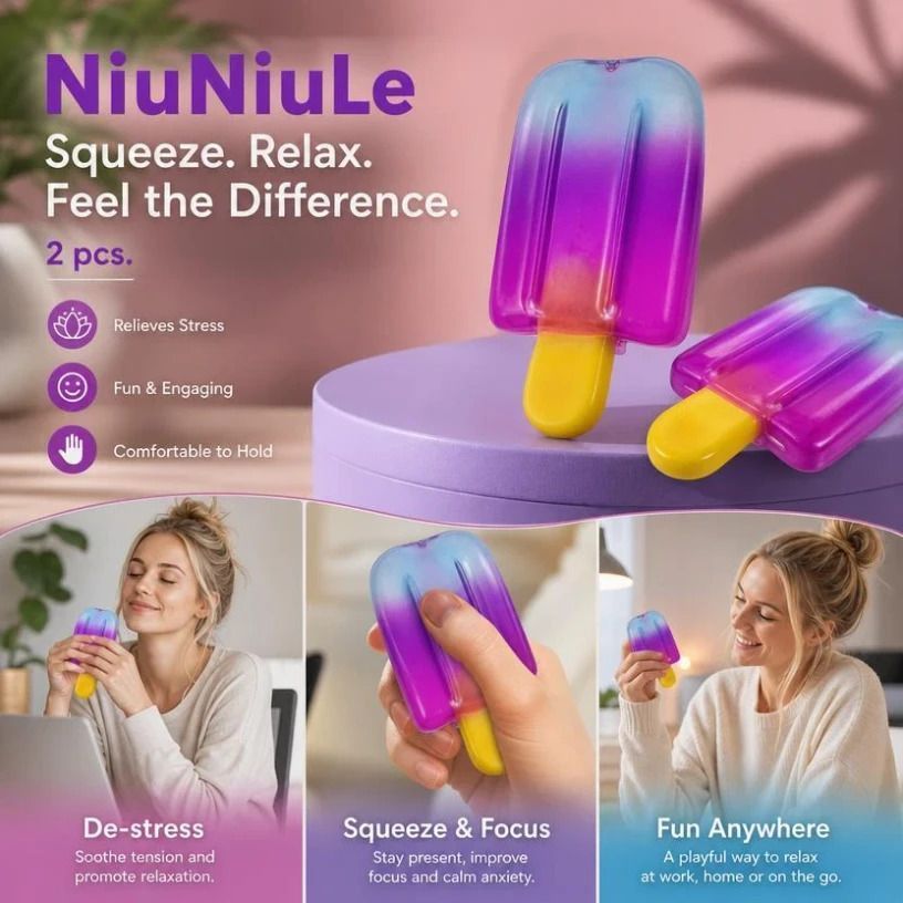 2 Pack Purple Popsicle Squishy, Dual Squeeze To Lighten Mental Burden, Xmas Pack — image 1