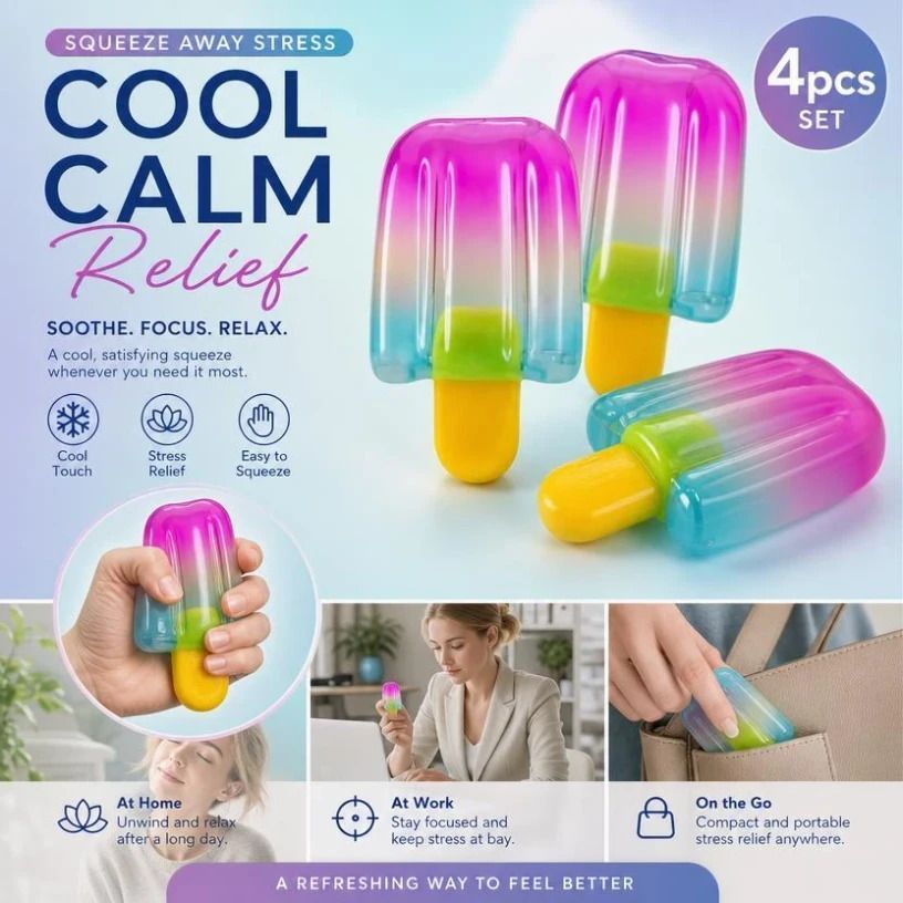 4 Pack Blue Popsicle Squishy, Assorted Squish To Calm Overthinking, Party Pack — image 1