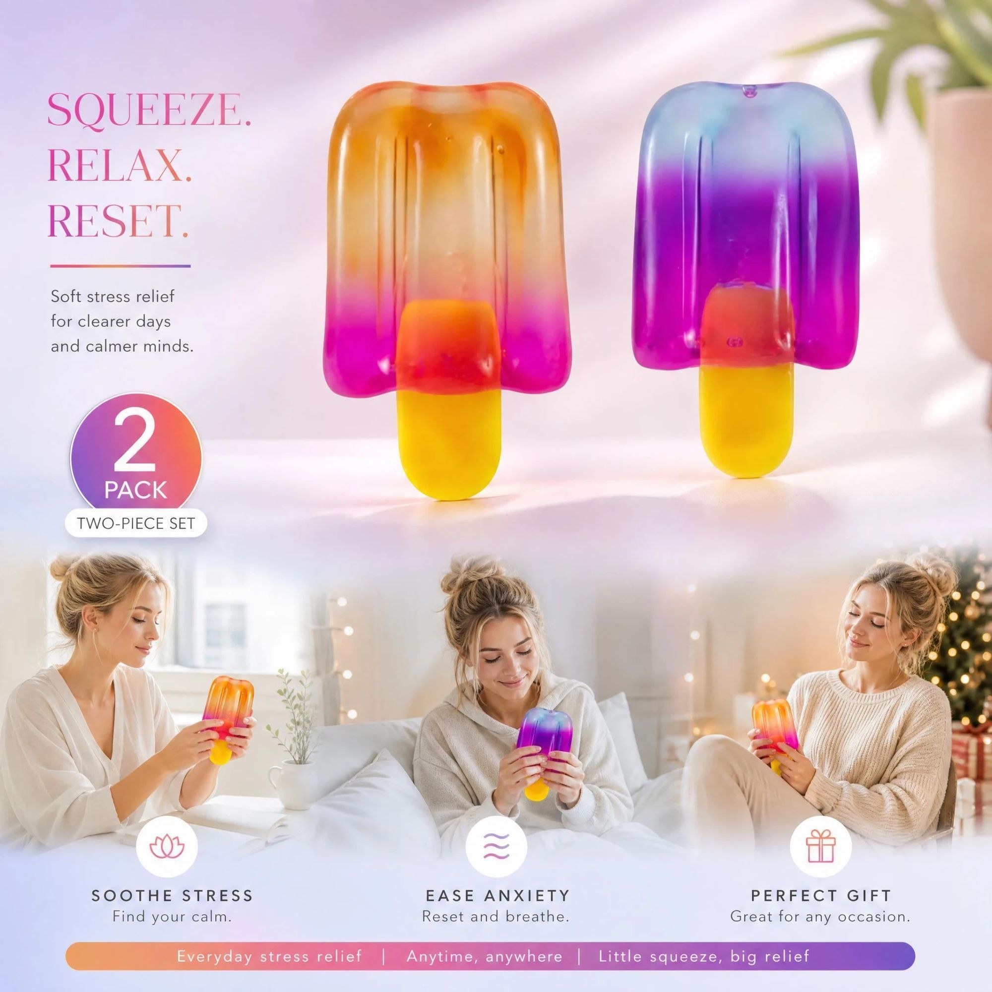 2 Pack Orange & Purple Popsicle Squishy Mix — image 1