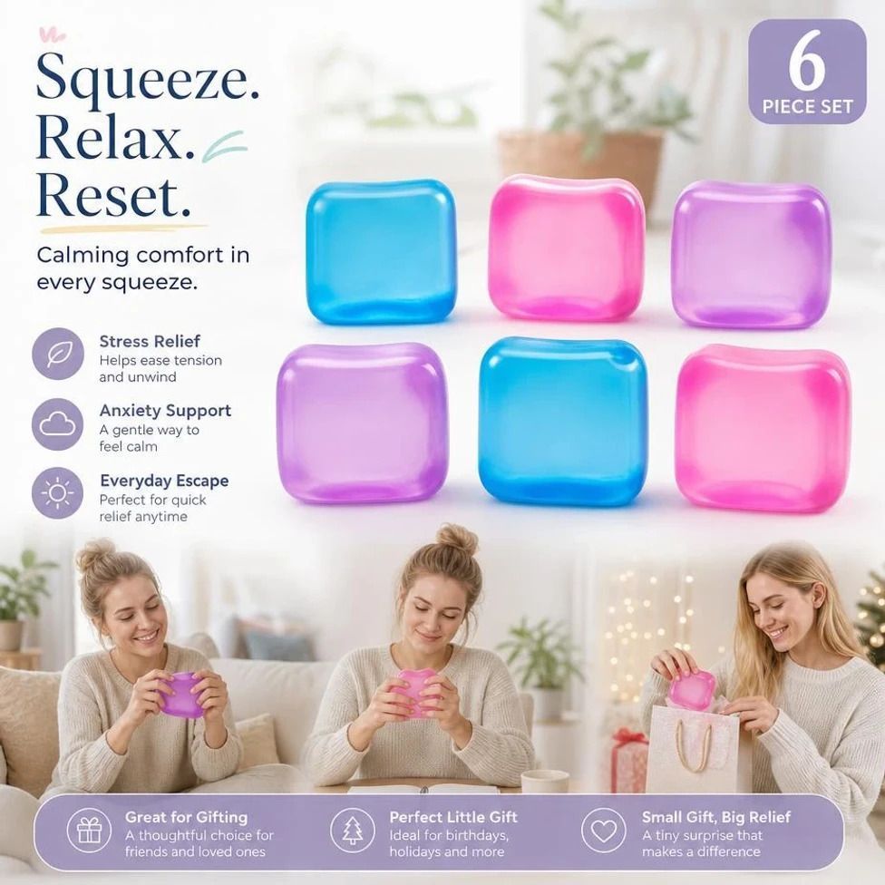 6 Pack Ice Cube Squishy Assorted Colors — image 1