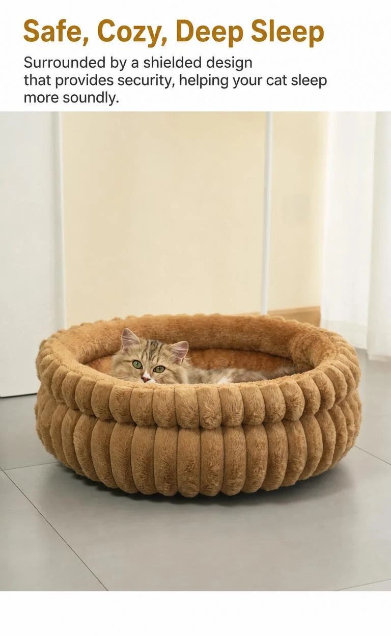 Thick Plush Round Pet Sleeping Bed view 2