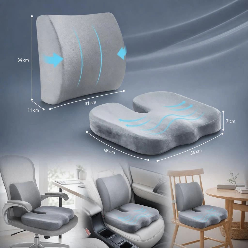 Grey Crystal Velvet Seat Waist Cushion Combo 45x36x7, Comfort All Scenario Set — image 1