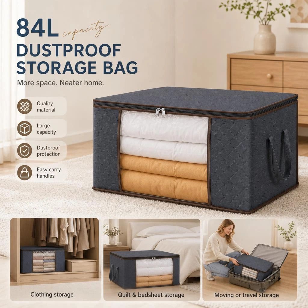 Large 84L Quilt Packing Bag Grey — image 1