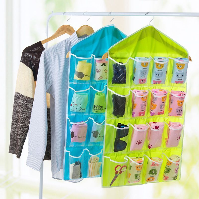 2 Pack 16-Grid Clear Hanging Storage Bags view 2