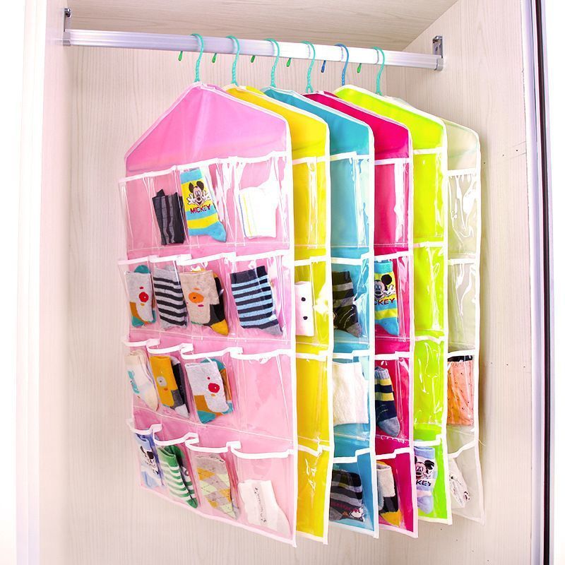 2 Pack 16-Grid Clear Hanging Storage Bags view 4