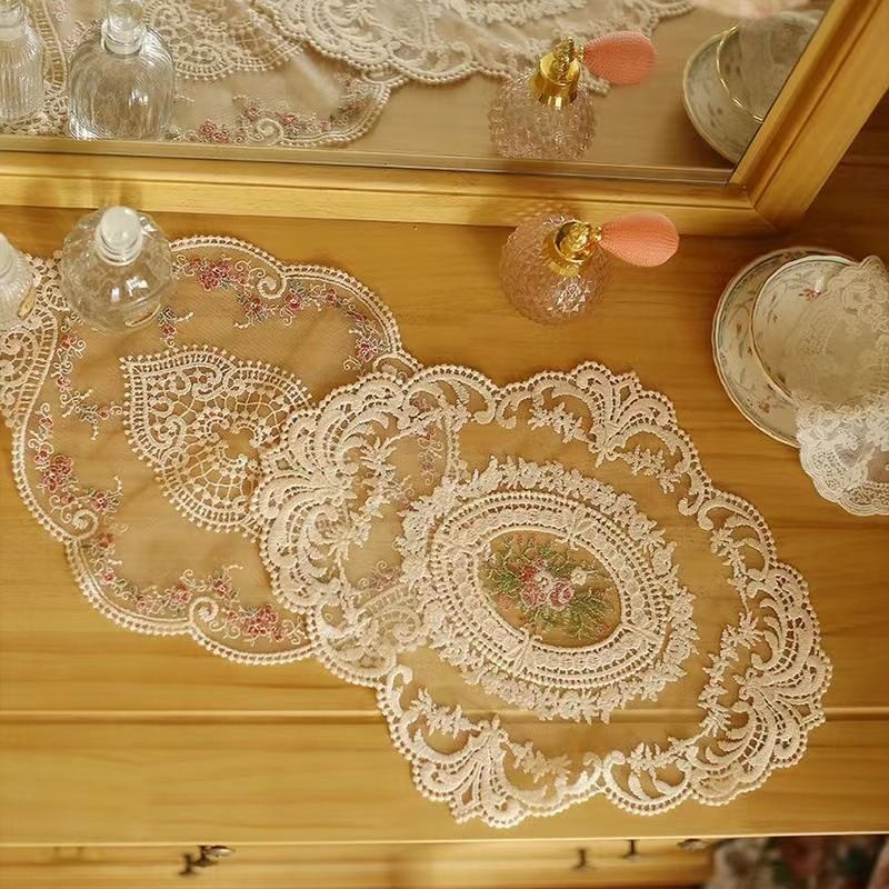 Large Pink Embroidered Mesh Table Pad 32x43cm view 2