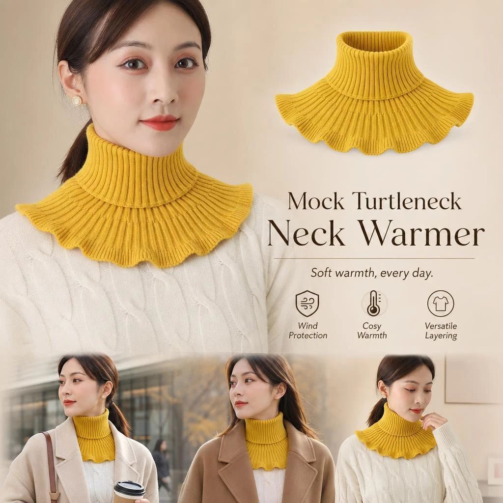Thick knit mock neck fake collar snood
