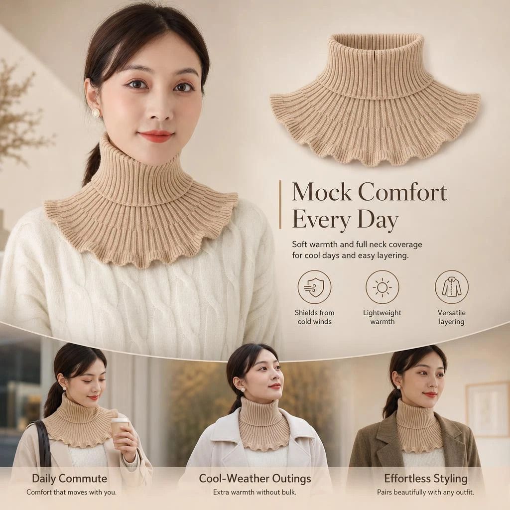 Thickened knitted mock high collar neck protector