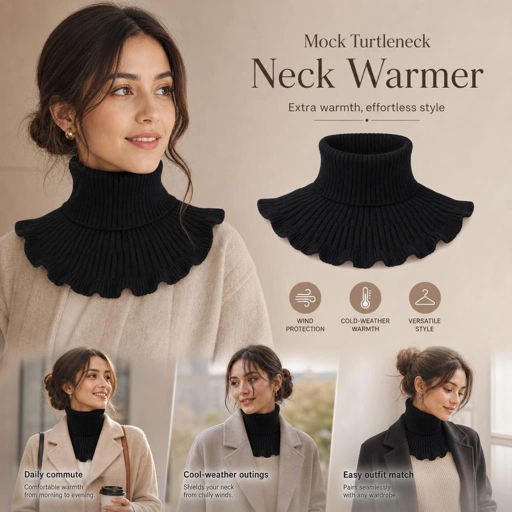 Cosy thick knit neck tube mock collar