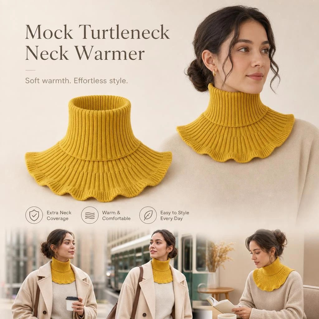 2-Pack thick yellow knit mock neck snoods