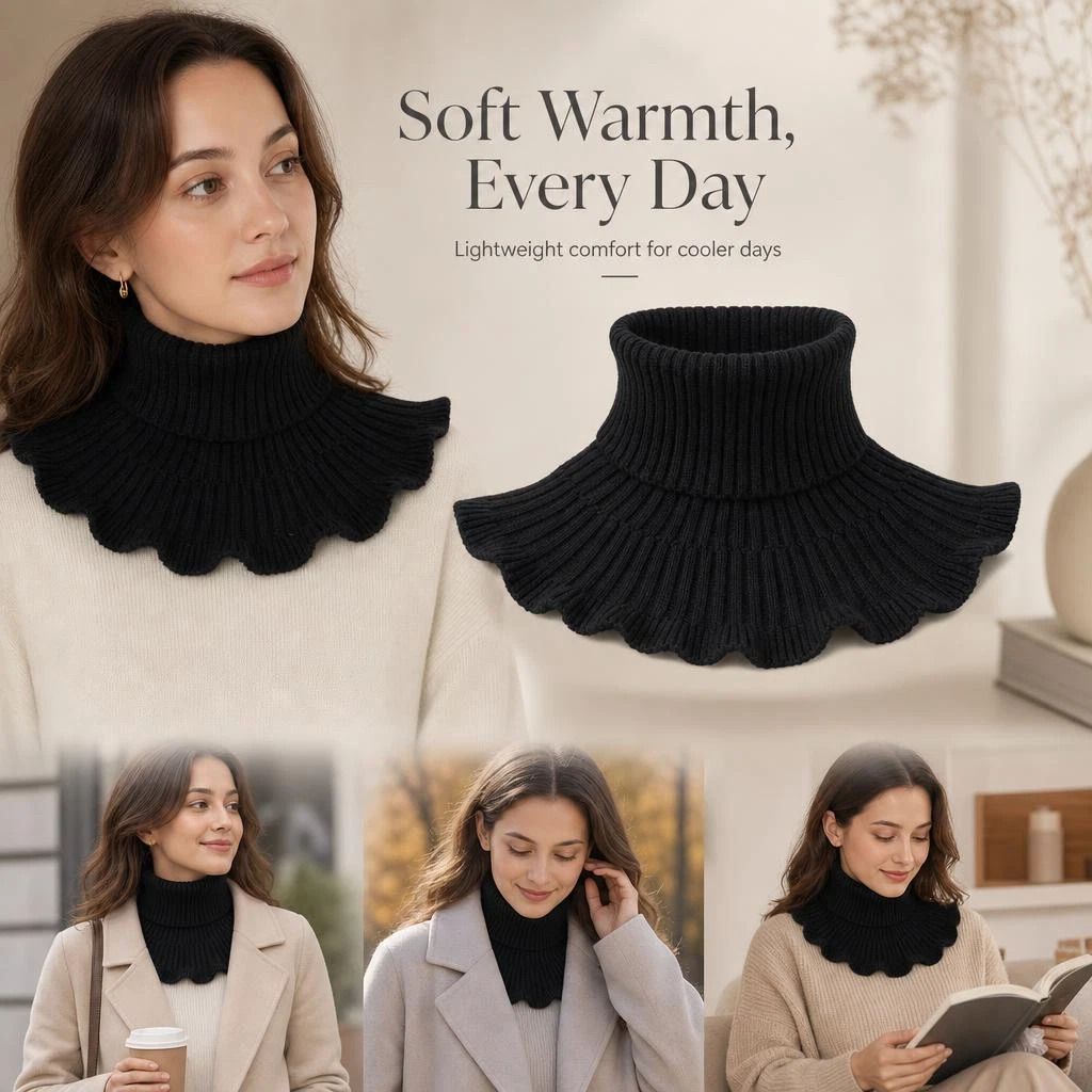 2-Pack thick black knitted mock high collar neck tubes