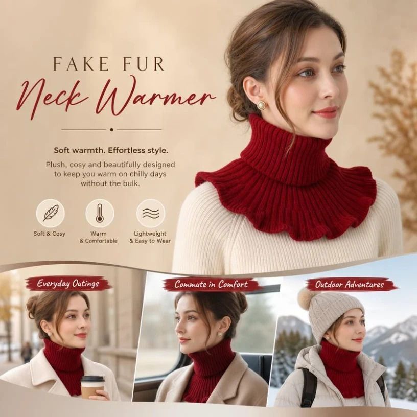 2-Pack thick wine red thermal fake collar wraps