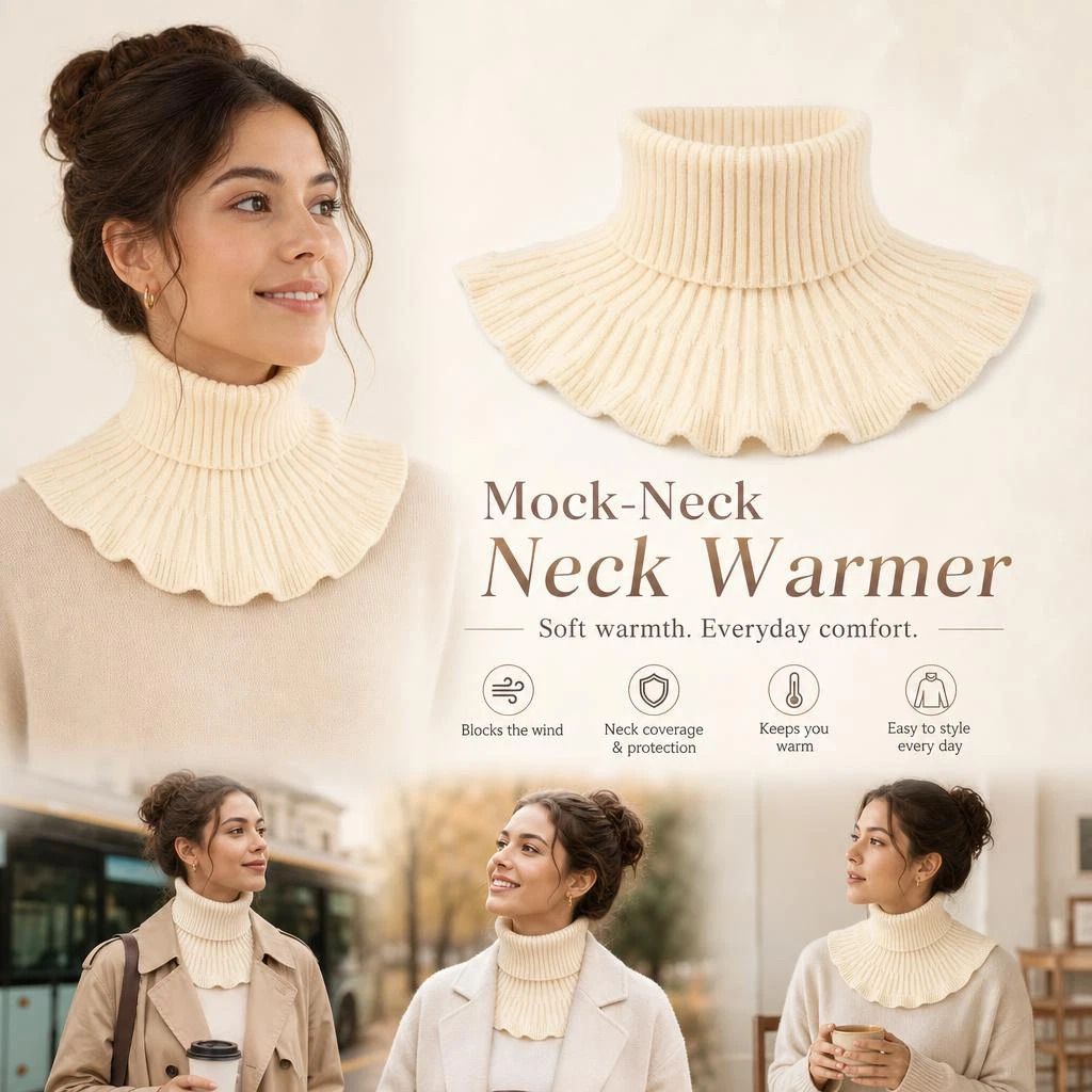 2-Pack thick off white soft knit neck warmers