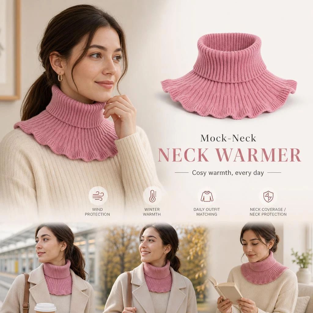 2-Pack thick pink sweet knitted mock neck snoods